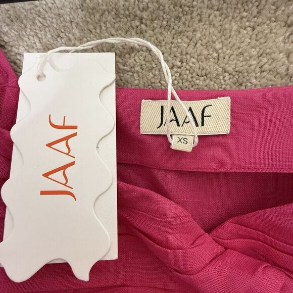 JAAF Gathered Mini Dress in Hot Pink XS Linen Blend - Picture 5 of 8